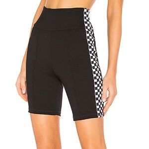 Checkered Stripe Biker Shorts
